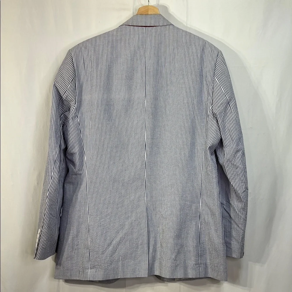 🏕️Alan Flusser White and Blue seersucker Sport Coat Blazer